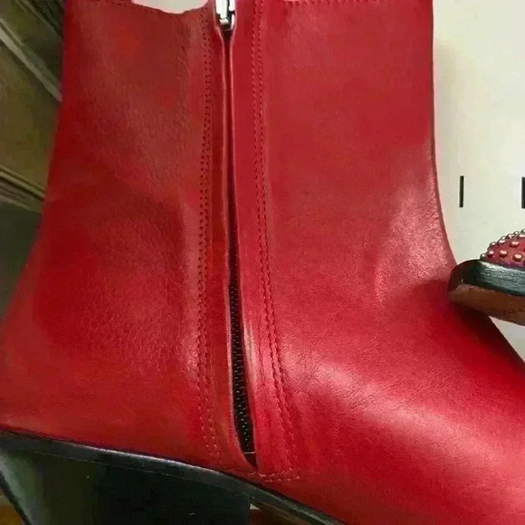 IRO Red Short Bootie With Stud Detail-Woman’s Size 39 (US 8) New - Picture 8 of 13